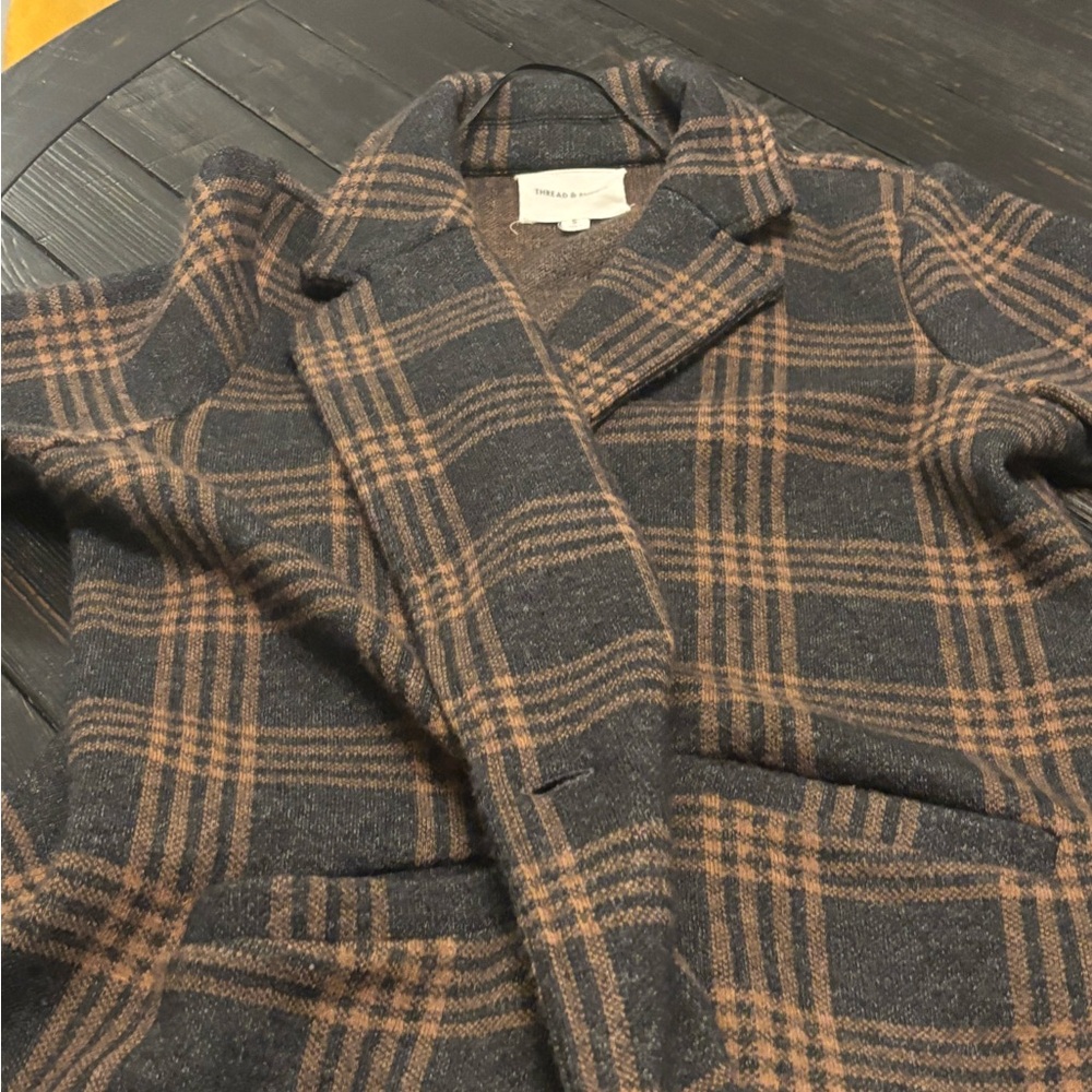 Thread & Supply Navy and Brown Car Coat
